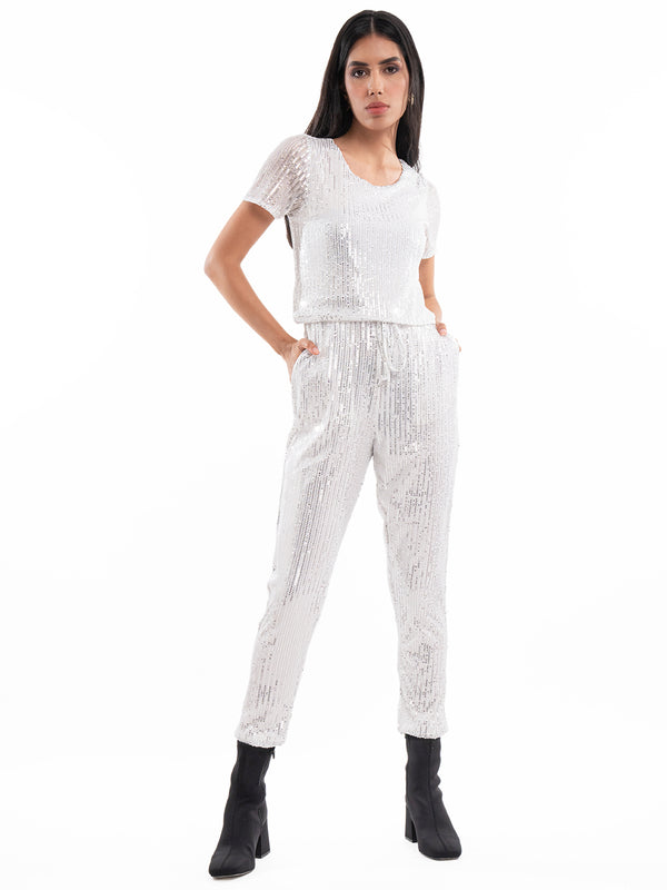 Bling It On Jumpsuit White