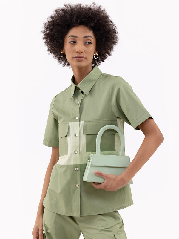 Color Blocking Boxy Fitted Shirt