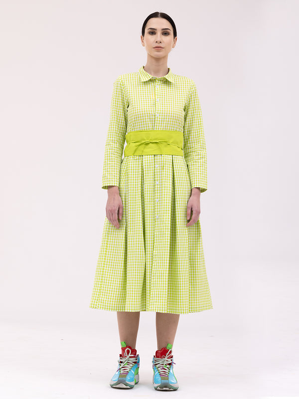 Shirt Collar Pleated Dress