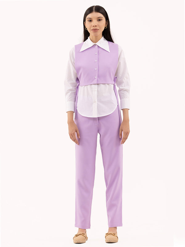 Formal Edit  Shirt With Waist Coat  Lavender