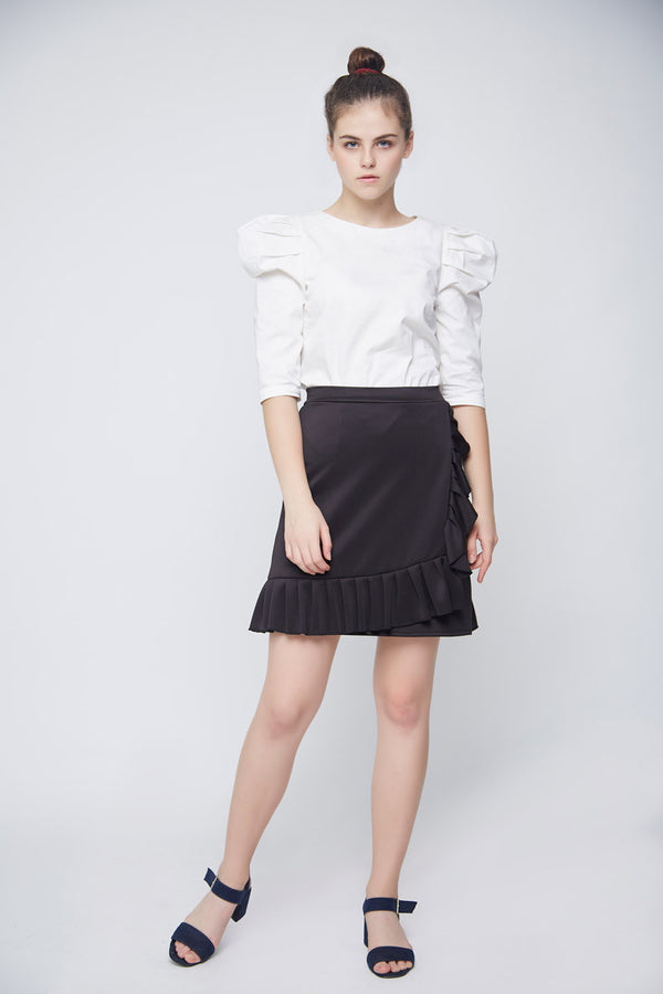 White Leg Of Mutton Sleeve Top