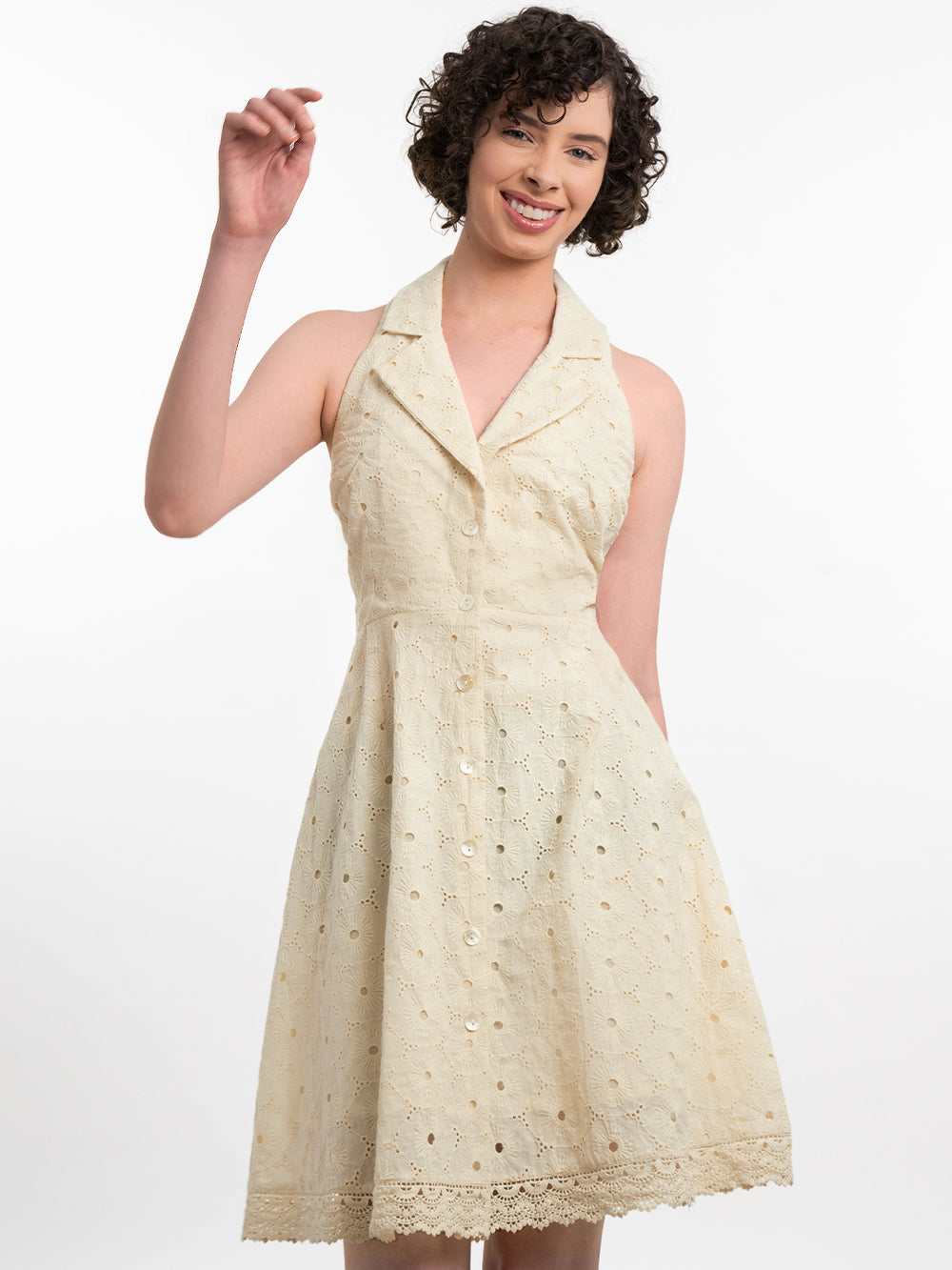 white christmas dresses Buy Off White Cotton Printed Shirt Collar Dress For Women Online @ Best  Price main image 1
