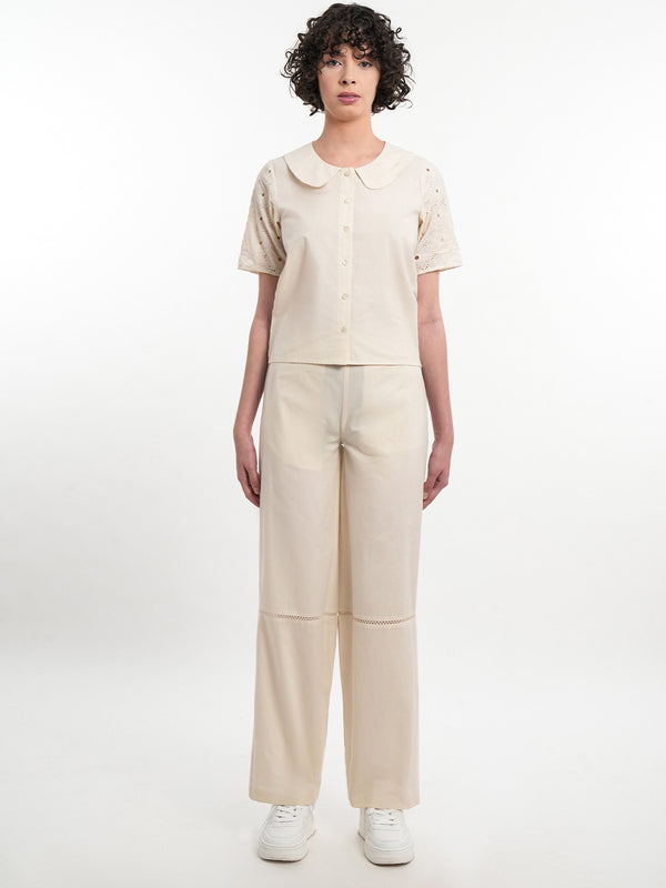 Beige Cotton Shirt And Trouser Co-Ord Set