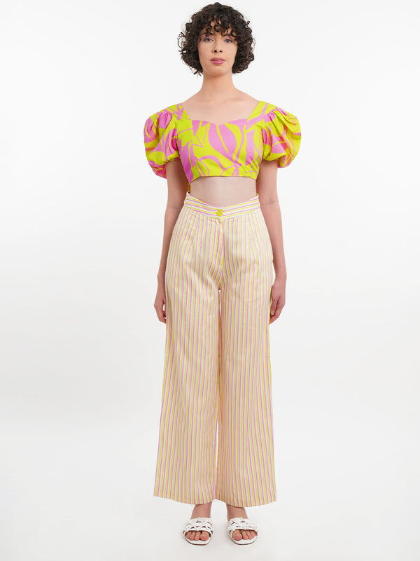 Neon Print Crop Top & Trouser Co-ord Set